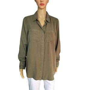 Dkny Olive Green Long Sleeve Button Down Shirt